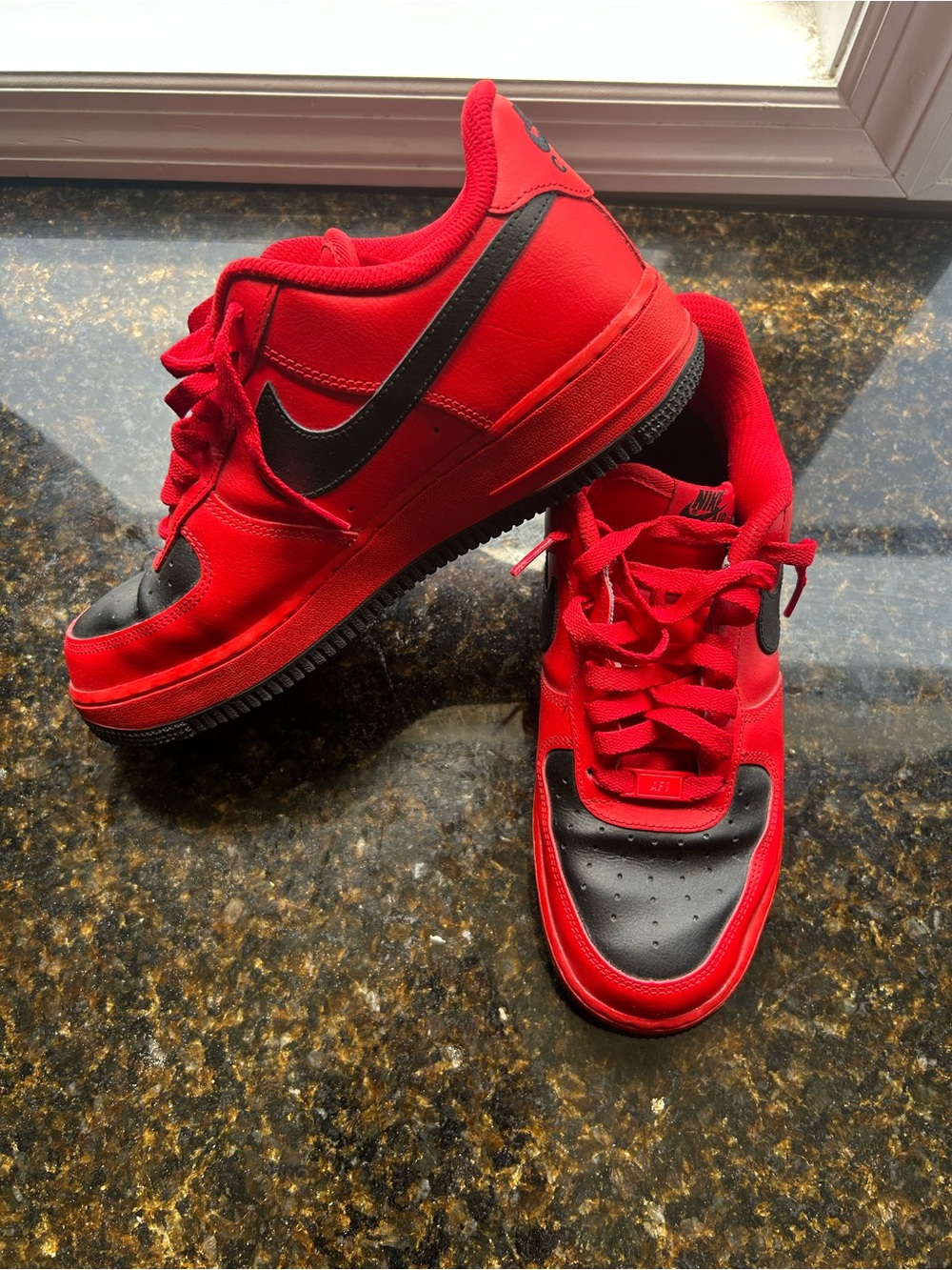Nike Air Force 1 Low-Top Sneakers in Red and Black